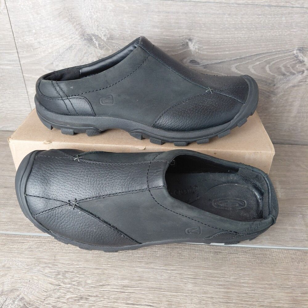 Keen Womens Sisters C Mule Clogs Black Leather Suede Slip On Comfort Shoe Size 9